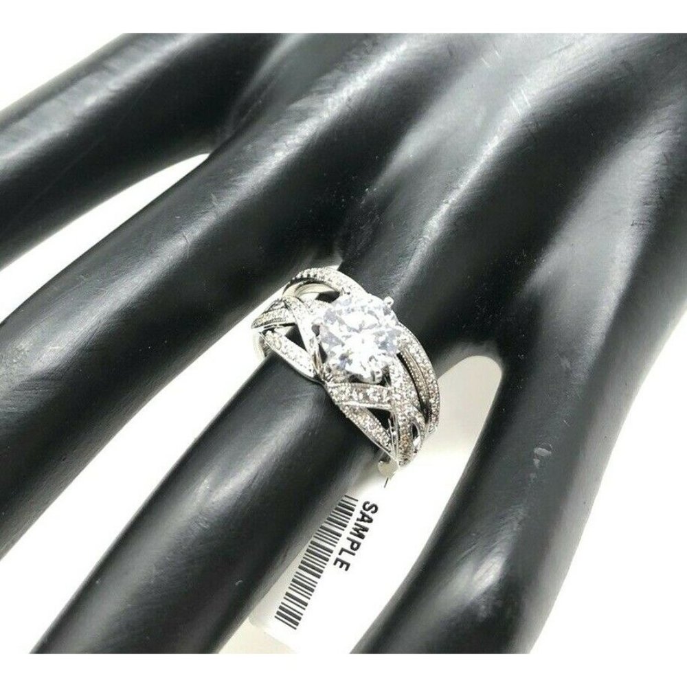 Valina Spiral Style Cubic Zirconia Engagement Ring - Picture 2 of 6